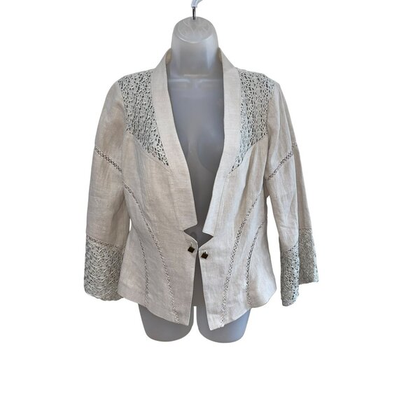 Extenzo Paris Beige Lace-Accent Womens Jacket Size 40 - Picture 10 of 12
